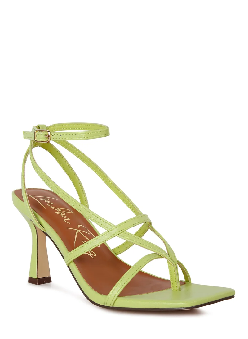 London Rag Mid Heeled Ankle Strap Sandals in Lime