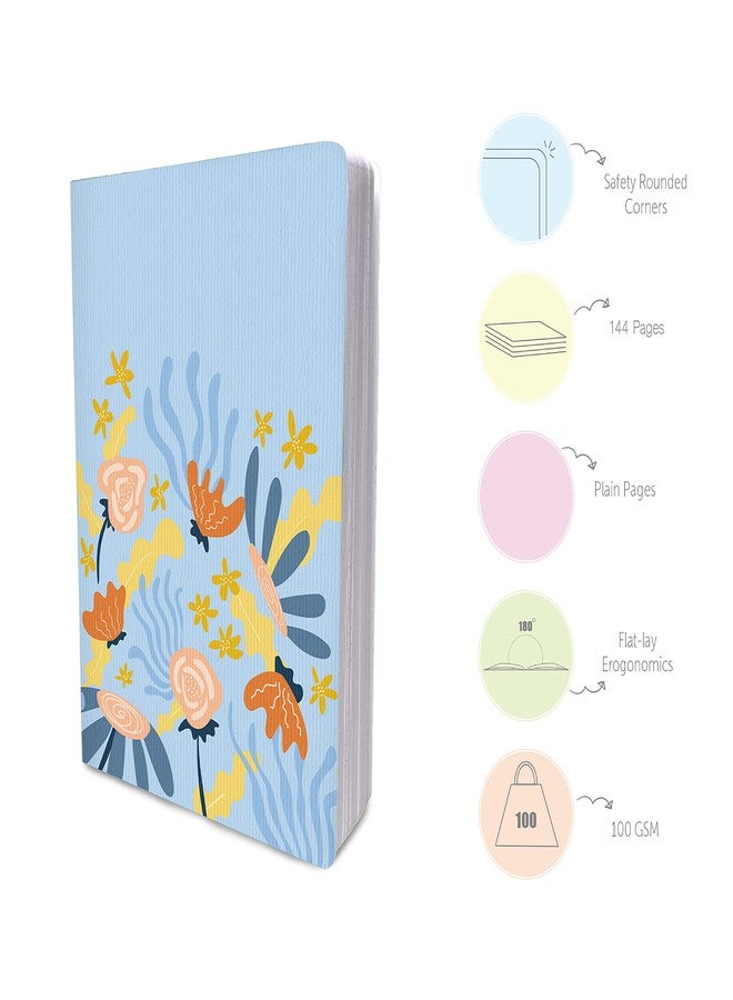 فيكطر نوطس دفتر ملاحظات فاكتور نوتس: دفتر يوميات من ورق بلون عاجي 100 جرام/متر مربع، مقاس A5، 144 صفحة (زهرة زرقاء، سادة) - Image 3