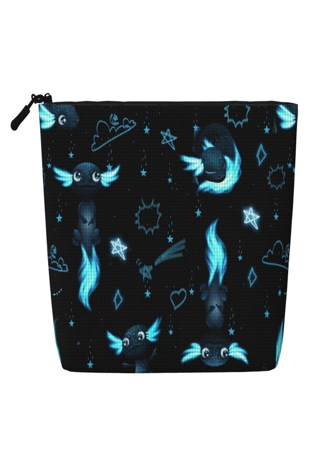 Travel Toiletry Bag for Boys - Cute Blue Axolotl Small Water-resistant Makeup Bag for Kids & Women - Foldable Cosmetic Organizer Storage Bag for Toiletries Accessories Bathroom Stuff - Image 1