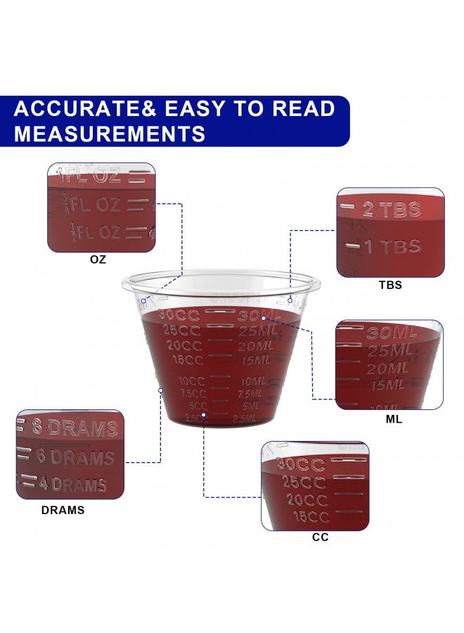 ReliMedPro Disposable Medicine Cups Graduated, Bulk Pack of 100, 1 oz (30ml) Small Plastic Measuring Cup for Liquid Medication, Paint, epoxy, Pill and Resin. - Image 1