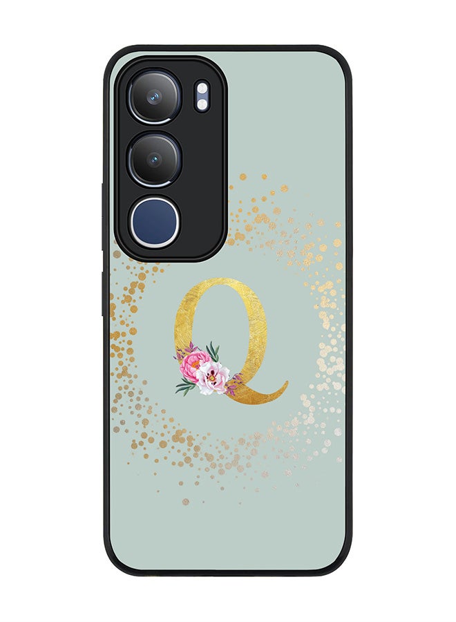 Stylizedd For vivo Y19s / Y19s Pro Case,Slim fit Camera Protection, Shockproof Thin Phone cover  - Custom Monogram Floral - Q  (Light Grey )