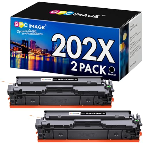 GPC Image Compatible Toner Cartridge Replacement for HP 202X 202A CF500X CF500A Compatible with Laserjet Pro MFP M281fdw M254dw M281cdw M281 M281dw Printer Tray(2 Pack ，Black) - Image 1