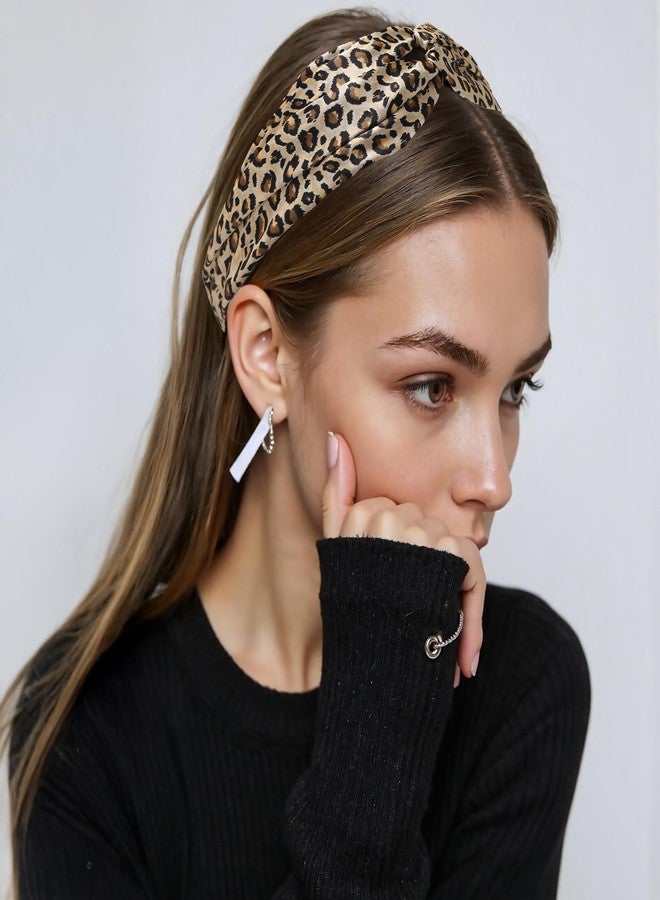 ZLYC Mulberry Silk Headband Elastic Twist Knotted Head Bands for Women's Hair, Leopard Print - Image 5