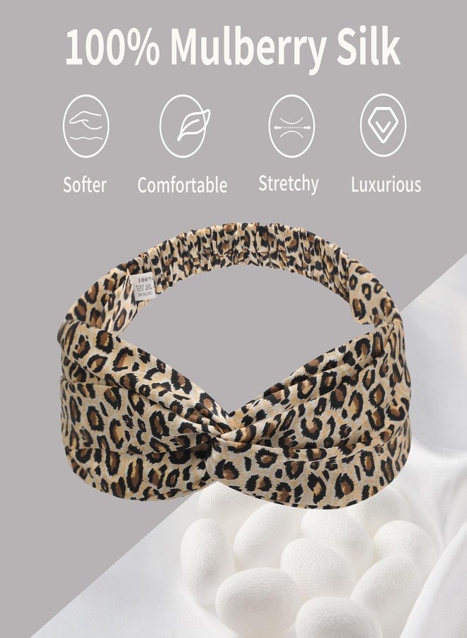 ZLYC Mulberry Silk Headband Elastic Twist Knotted Head Bands for Women's Hair, Leopard Print - Image 2