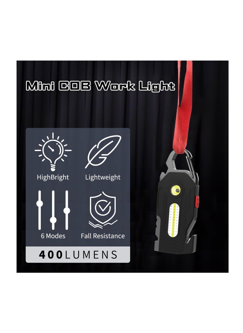 Excefore - Keychain Flashlight, Rechargeable Flashlights, 7-in-1 Mini COB Keychain Work Light, 6 Lighting Modes with Bottle Opener Screwdriver Survival Whistle for Camping Fishing Hiking Emergency - Image 1