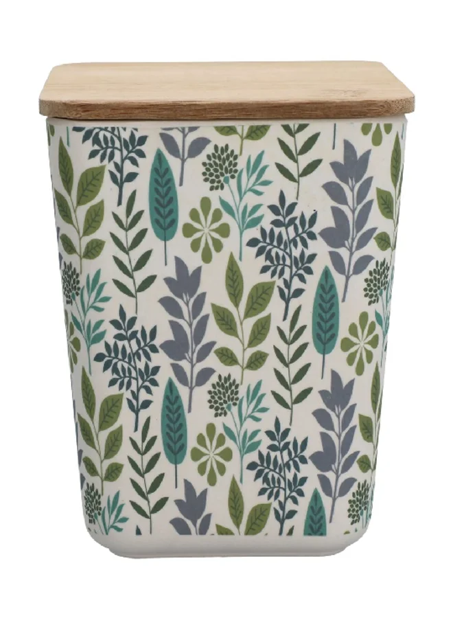 Felli Leaf and Floral Printed Bamboo Fiber Canister with Lid 980 ml JH80192