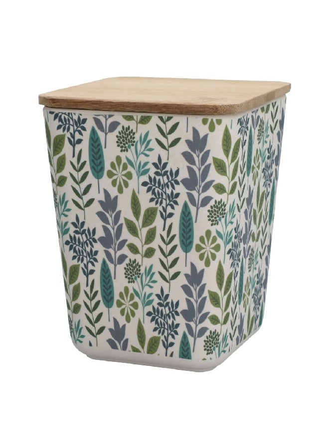 فيلي JH80192 برطمان من ألياف الخيزران بطبعة زهور وأوراق شجر مزود بغطاء بسعة 980 مل - Image 2