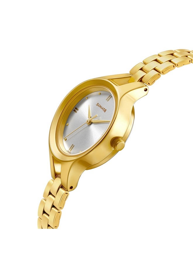سوناتا ساعة سوناتا جولد إديت للنساء بمينا فضية وحزام من الفولاذ المقاوم للصدأ - NS8176YM01 - Image 4