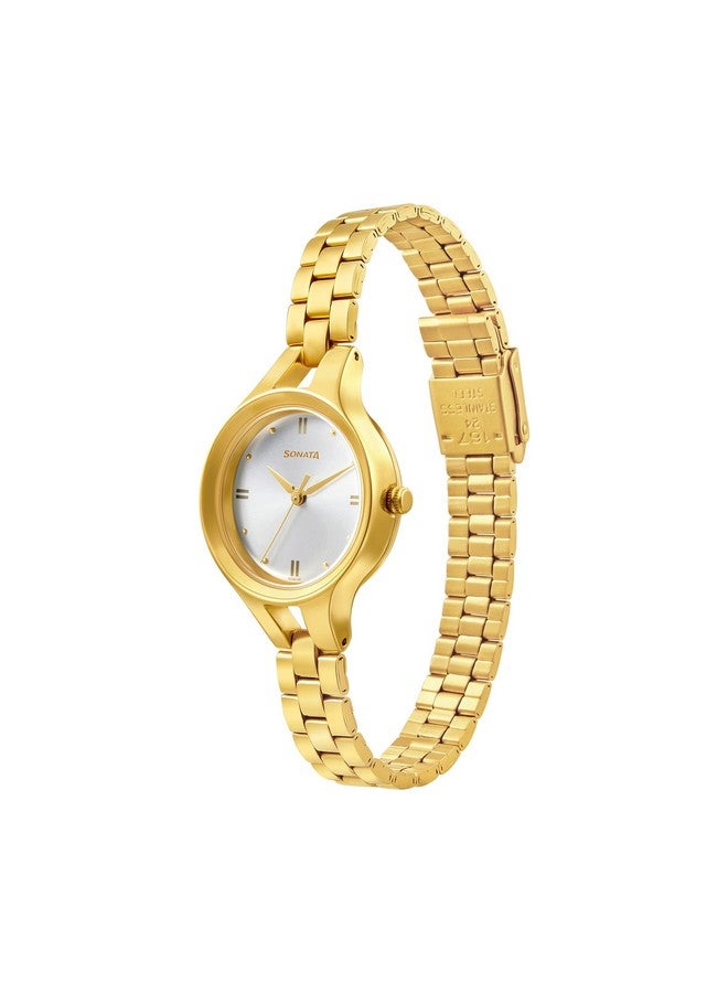 سوناتا ساعة سوناتا جولد إديت للنساء بمينا فضية وحزام من الفولاذ المقاوم للصدأ - NS8176YM01 - Image 3