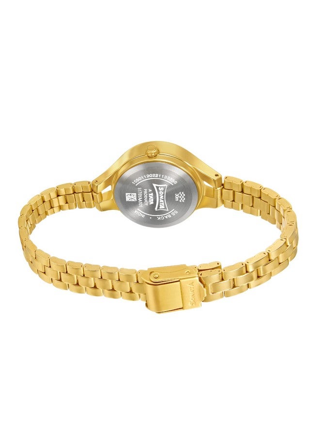 سوناتا ساعة سوناتا جولد إديت للنساء بمينا فضية وحزام من الفولاذ المقاوم للصدأ - NS8176YM01 - Image 2