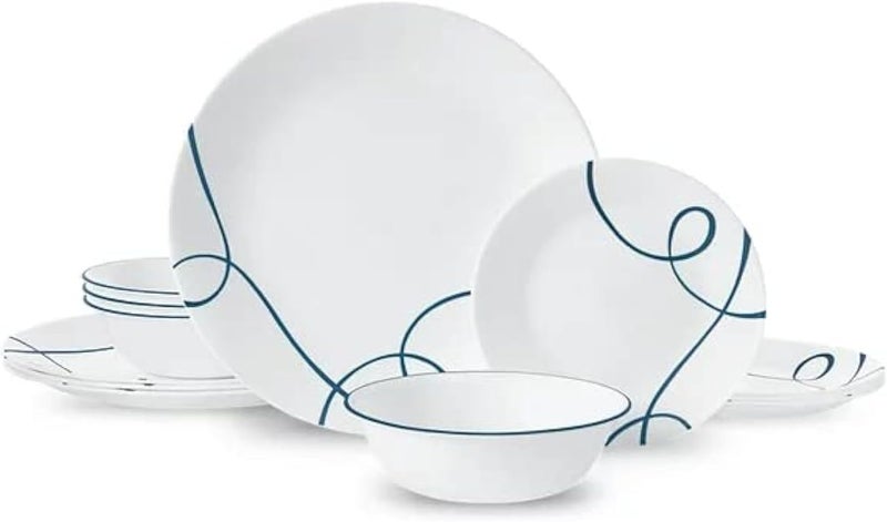 Corelle طقم أدوات المائدة كوريل ليا 12 قطعة مقاوم للشقوق والرقائق، خدمة لـ 4 أشخاص - Image 2