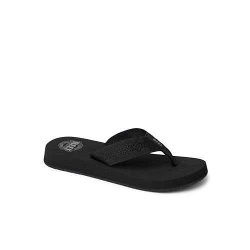 Reef Sandy Womens Beach Flip Flop, Soft Woven Strap Made From 100% Recycled PET, Black/Black, 7 - Image 2
