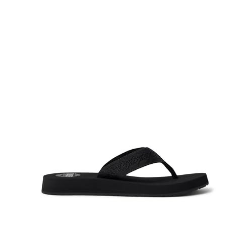 Reef Sandy Womens Beach Flip Flop, Soft Woven Strap Made From 100% Recycled PET, Black/Black, 7 - Image 4