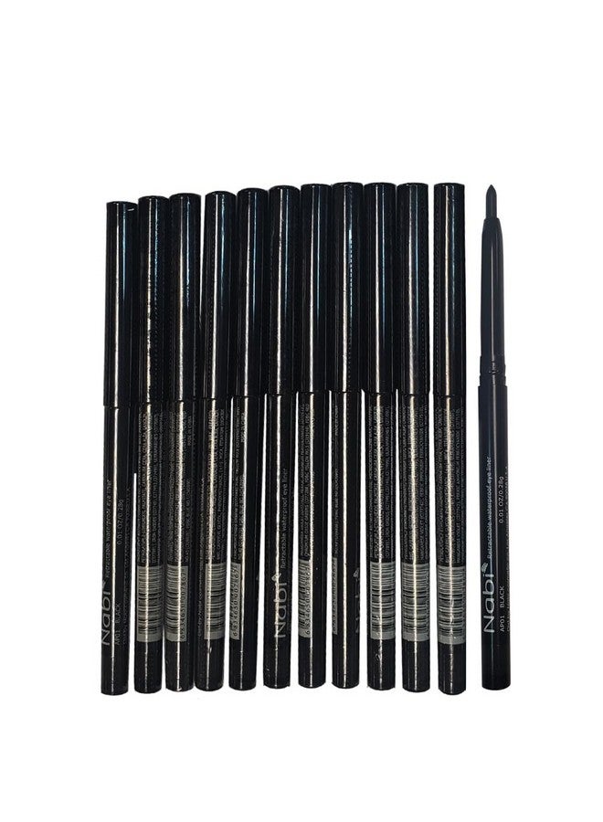 نابي ١٢ قطعة من أقلام تحديد العيون السوداء القابلة للسحب ومقاومة للماء من نابي (مجموعة الجملة) - Image 1