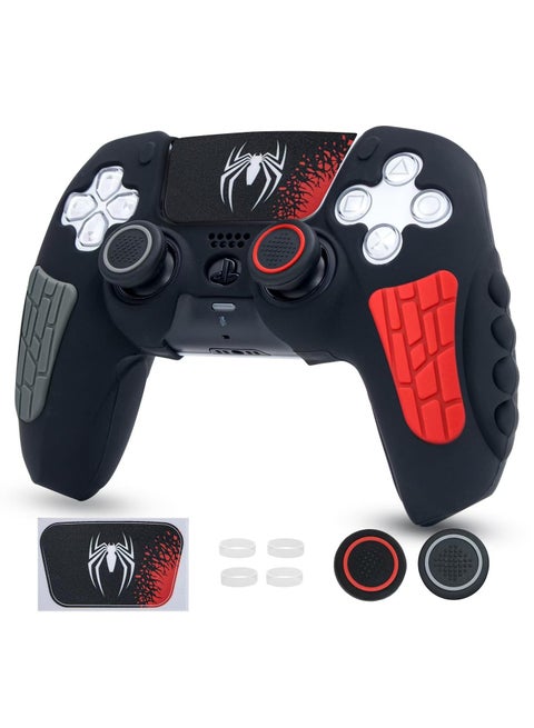 PlayStation 5 Controller Cover Case, Anti-Slip Silicone Cover Skin Compatible with PS5 Dual Sense Controller with Thumb Grip Caps, Joystick Protectors and Cover Wrap Sticker - Black