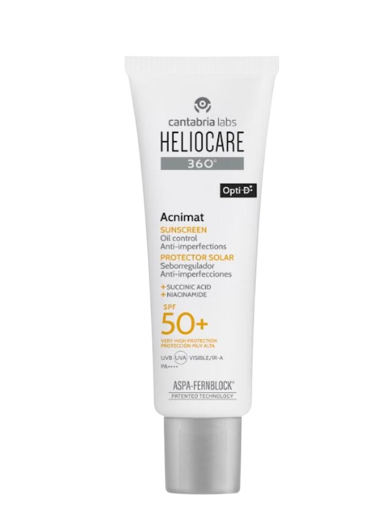 Heliocare 360º Acnimat Sunscreen Face Oil Control Anti-Imperfections SP50+ 50ml - Image 1