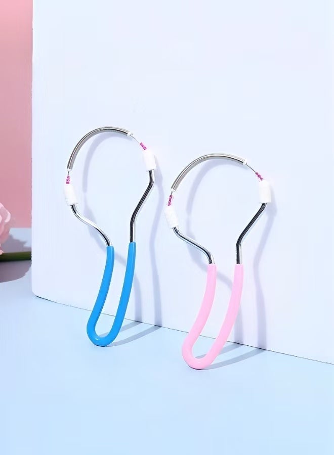 2 Pieces of Spring Facial Hair Remover Manual Face Epilator with Handle Portable Facial Threading Hair Remover Mild Fair Removal Tool for Women Men with Color Blue and Pink - Image 2