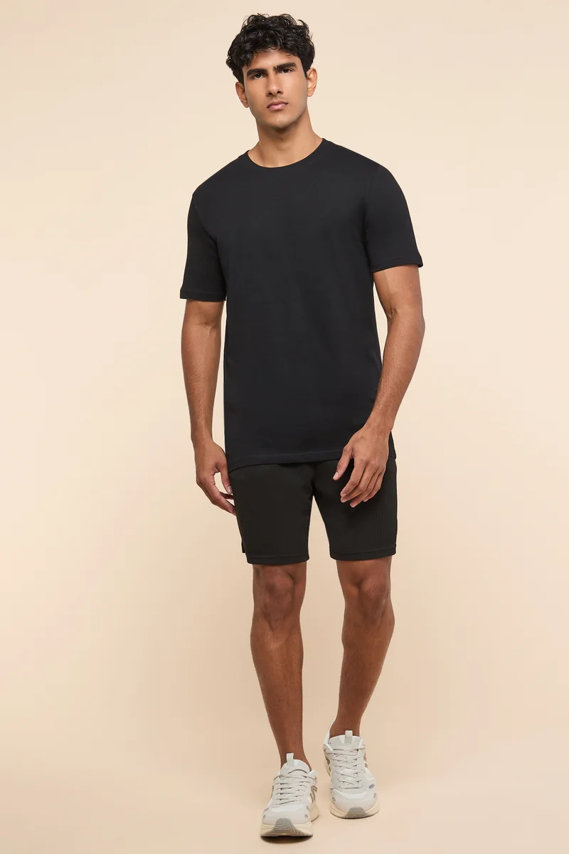 R&B Solid T-Shirt with Crew Neck and Short Sleeves