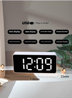 أم أتش دي مرآة مضيئة LED صامتة ذكية متعددة الوظائف على مدار الساعة الإلكترونية وساعة منبه  - Image 1