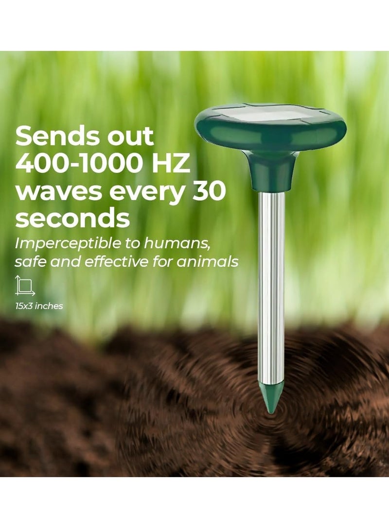 KASTWAVE Solar Powered Sonic Mole Deterrent 360 cat Repeller Outdoor mole Remover, Snake Repellent for Yard Squirrel Repellent, Vole Repellent, Groundhog Repellent,Getting rid of Ground Moles  - Image 4