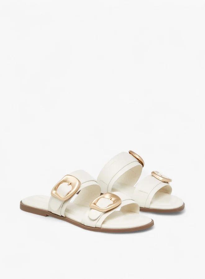 Paprika Solid Open Toe Sandals with Buckle Accent