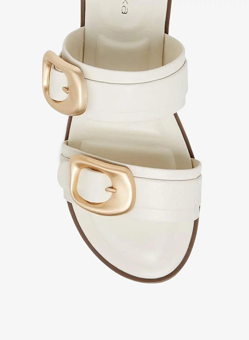 Paprika WHITE Solid Open Toe Sandals with Buckle Accent for Women | Best Price UAE
