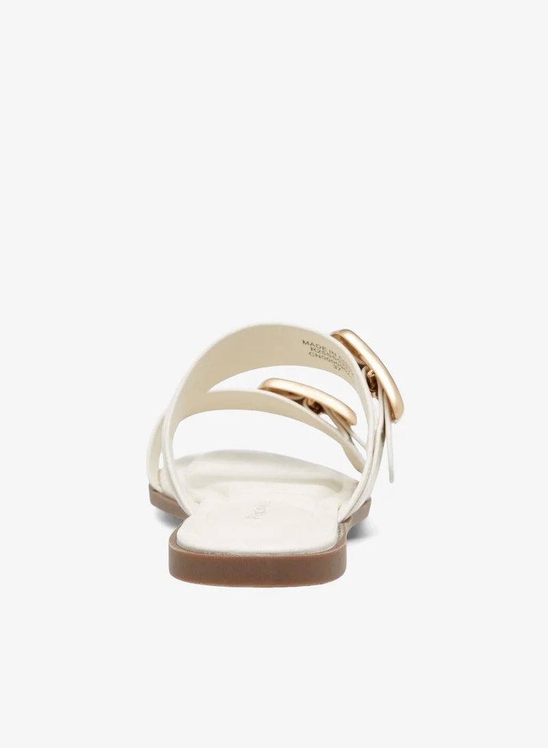 Paprika WHITE Solid Open Toe Sandals with Buckle Accent for Women | Best Price UAE