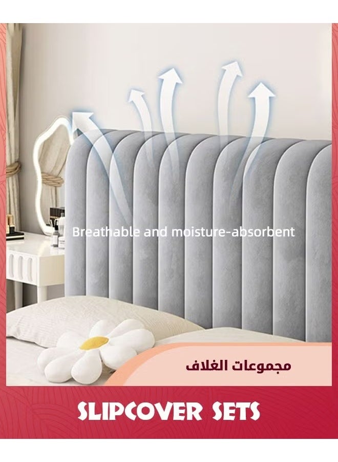 EETU Headboard Covers,Stretch Bed Headboard Slipcover,Small Square Dustproof Protector Cover,Upholstered Headboard For Queen Size Bed,180CM - Image 3