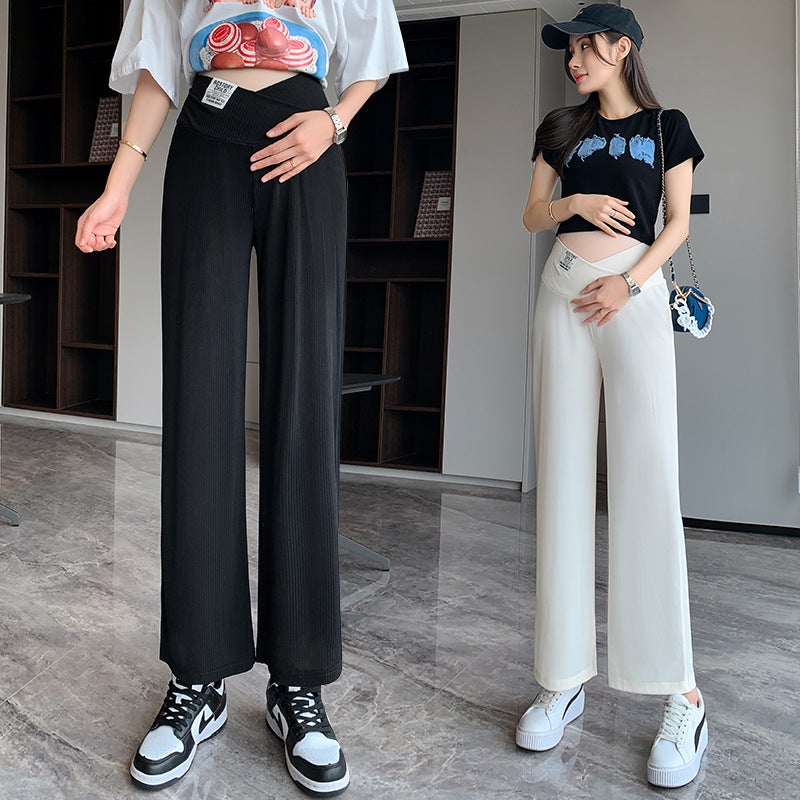 بنطلون حوامل حقيقي من حرير الثلج بأرجل واسعة بنطلونات صيفية قصيرة للملابس الخارجية بنطلونات مستقيمة فضفاضة منخفضة الخصر طويلة - Image 3