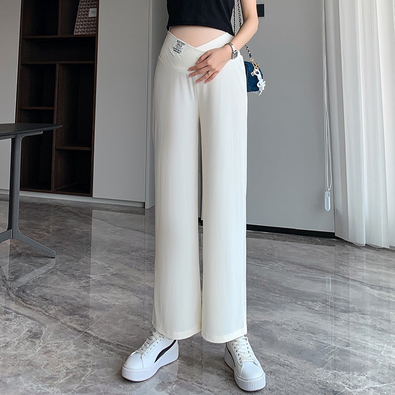 بنطلون حوامل حقيقي من حرير الثلج بأرجل واسعة بنطلونات صيفية قصيرة للملابس الخارجية بنطلونات مستقيمة فضفاضة منخفضة الخصر طويلة - Image 5