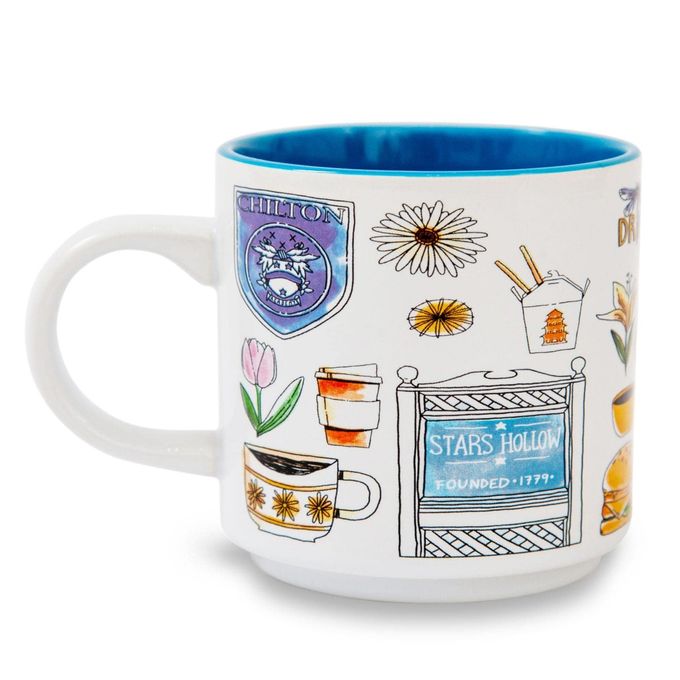 Silver Buffalo Gilmore Girls Stars Hollow Allover Icons Ceramic Stacking Mug | Large Coffee Cup For Espresso, Caffeine, Beverages, Home & Kitchen Essentials | Cute Gifts and Collectibles | Holds 13 Ounces - Image 1