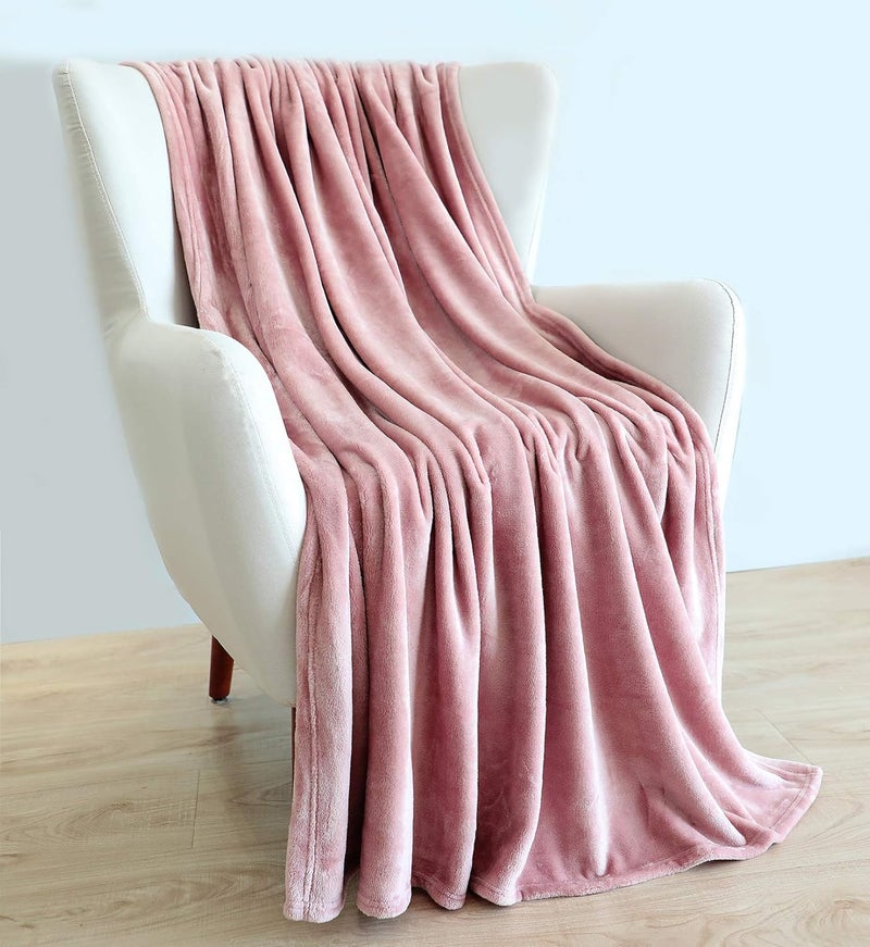 TASTHROW Large Flannel Fleece Throw Blanket, 50×70 Inch - Cozy Lightweight Thick Blanket - All Seasons Suitable for Women, Men and Kids (Pink) - Image 3