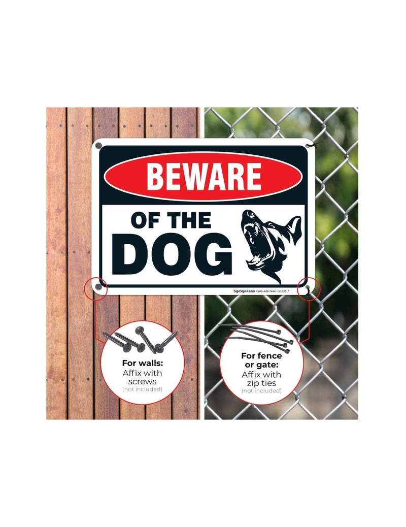 ARS Beware of Dog (2 Pack), Rust Free 0.40 Aluminum, Fade Resistant, Easy Mounting, Indoor/Outdoor Use -(Available Size) - Image 2
