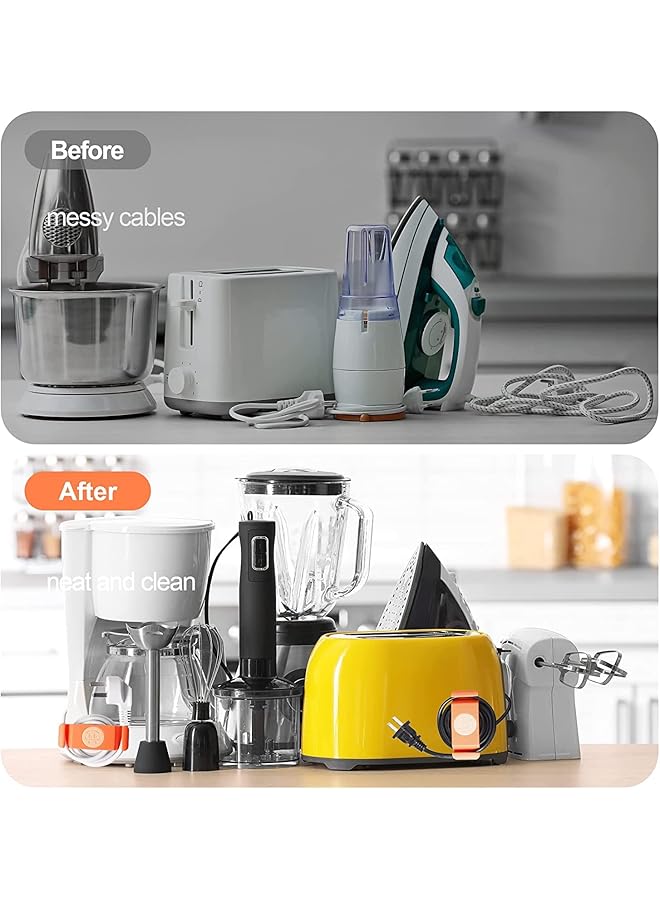 erorex Cord Holder Cable Clips Cord Organizer For Kitchen Appliances 4Pcs Self Adhesive Rotatable Cord Wrap Organizers For Organizing Usb Computer Cables Power Cords Management Clips Home Office Tidy - Image 2