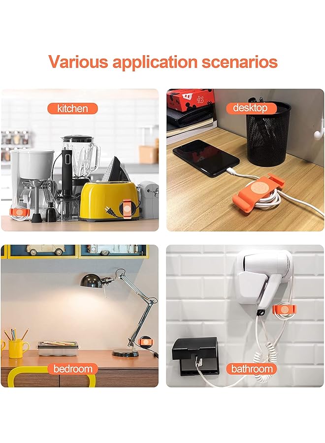 erorex Cord Holder Cable Clips Cord Organizer For Kitchen Appliances 4Pcs Self Adhesive Rotatable Cord Wrap Organizers For Organizing Usb Computer Cables Power Cords Management Clips Home Office Tidy - Image 3