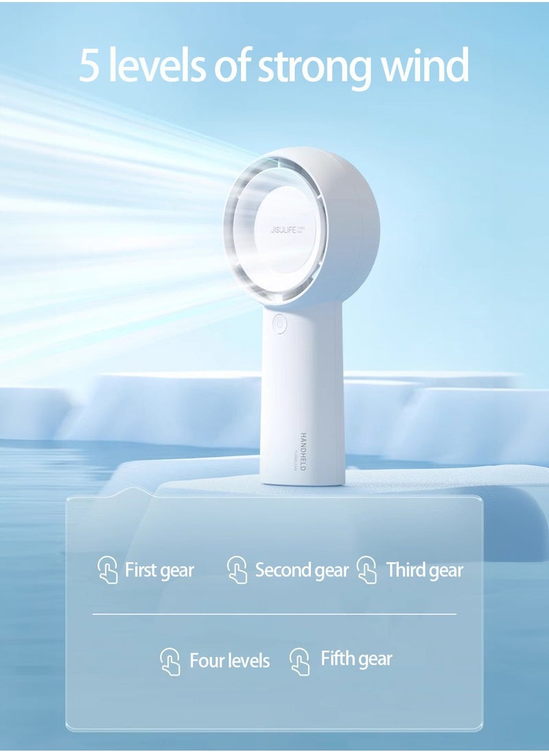 JISULIFE - JISULIFE handheld turbo fan [16 hours maximum cooling time] Mini portable handheld fan,4000mAh USB rechargeable Mini fan,5 speeds,suitable for travel/home/office/shopping - Image 1