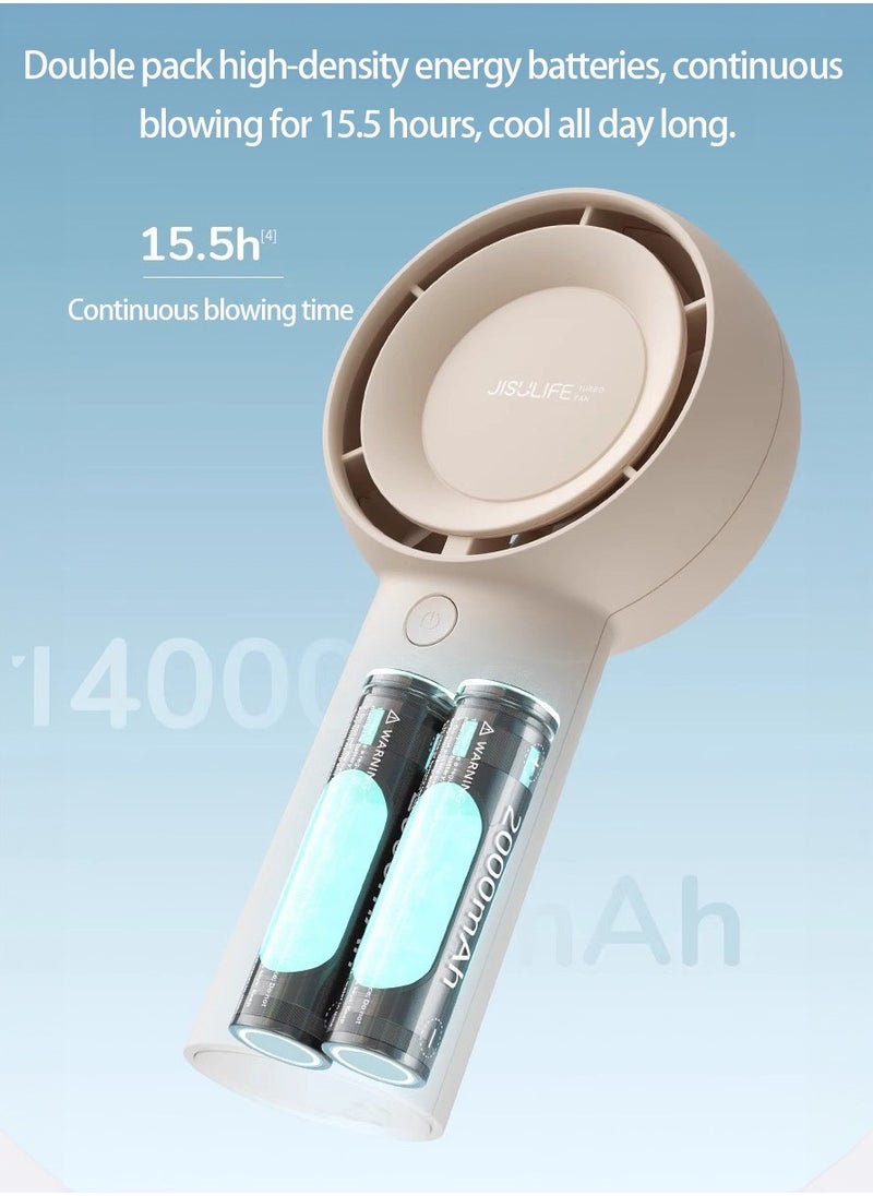 JISULIFE - JISULIFE handheld turbo fan [16 hours maximum cooling time] Mini portable handheld fan,4000mAh USB rechargeable Mini fan,5 speeds,suitable for travel/home/office/shopping - Image 1