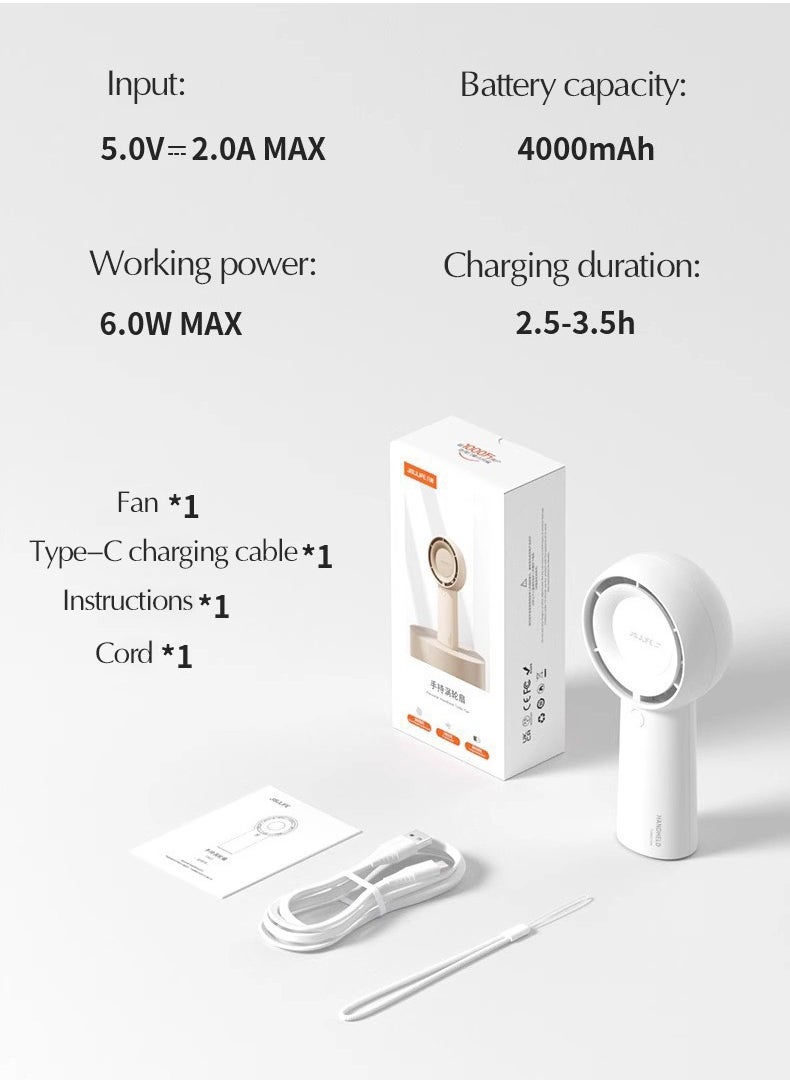 JISULIFE - JISULIFE handheld turbo fan [16 hours maximum cooling time] Mini portable handheld fan,4000mAh USB rechargeable Mini fan,5 speeds,suitable for travel/home/office/shopping - Image 1