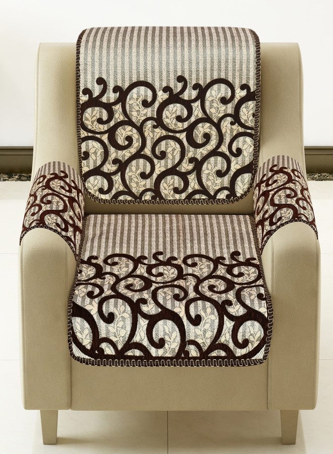 jayvaam SAWNA Homes 5 Seater Sofa Set with Center Table Cover for Living Comfort - 3 and 2 Seater Arm Cover Set for Home Sofa Couch - 16 Pcs Chenille Slip Cover for Furniture Protector, Coffee - Image 2