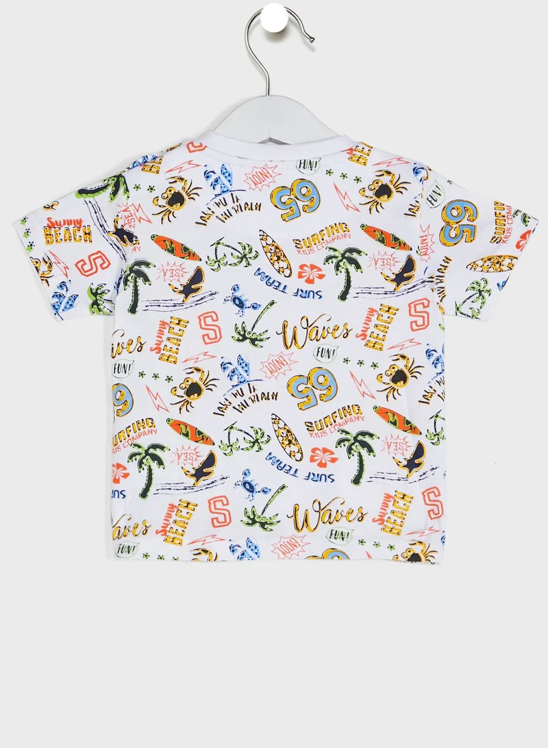 Babybol Infant Printed T-Shirt & Dungaree Set