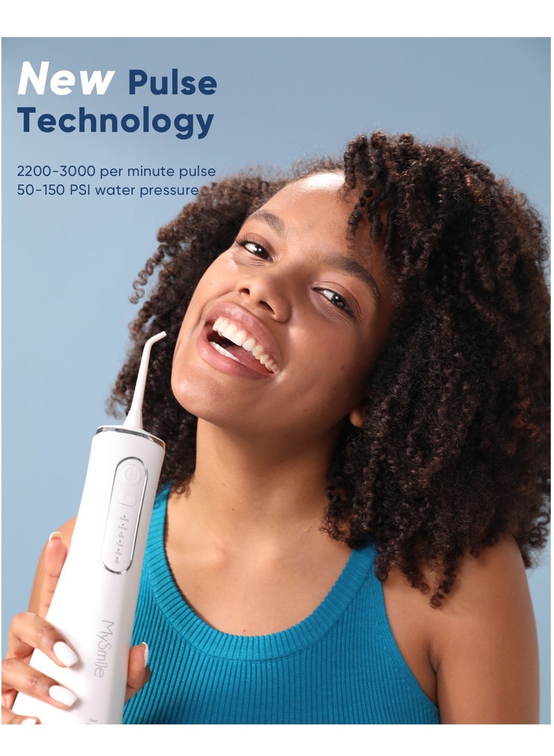 MySmile LP211 Cordless Advanced Water Flosser for Teeth 5 Cleaning Modes Rechargeable Power Dental Flosser 8 Replacement Jet Tips IPX 7 Waterproof Dental Irrigador with Travel Storage Pouch (White) - Image 2
