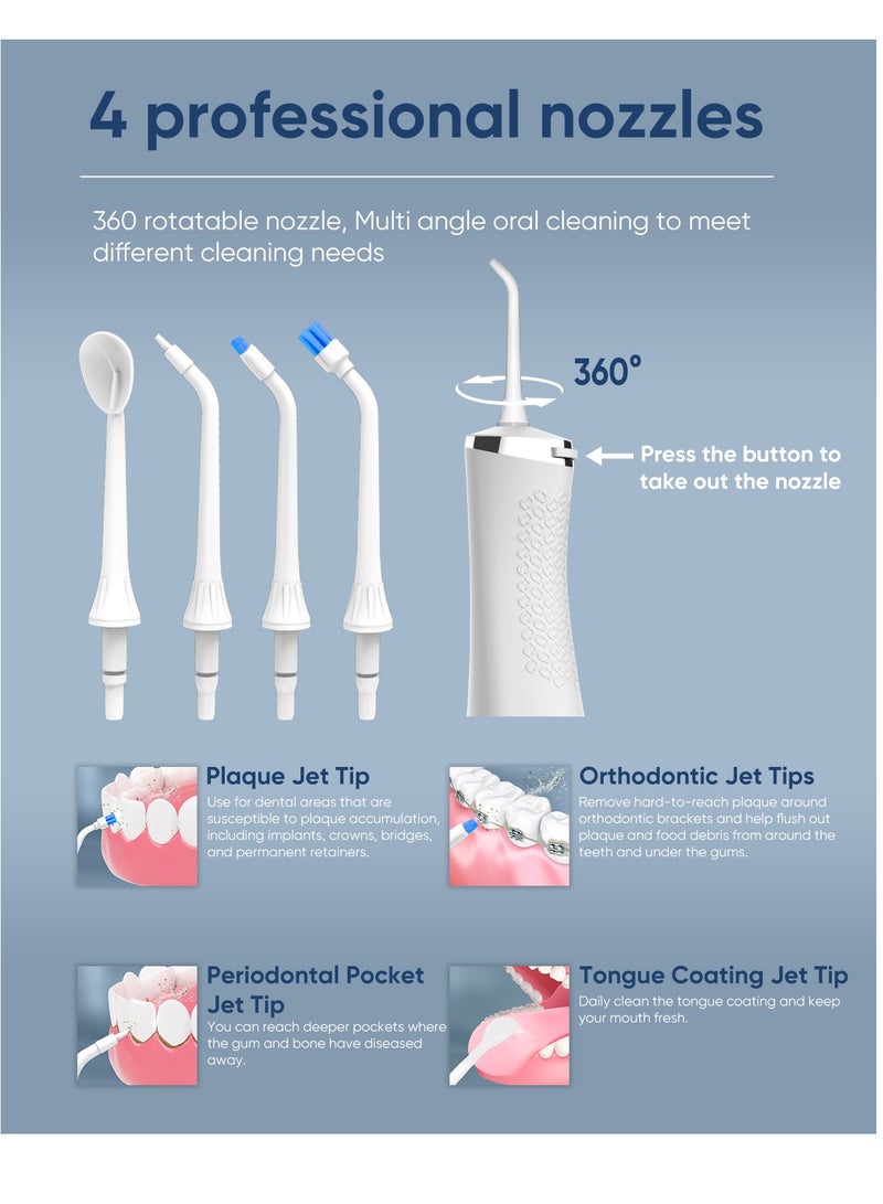 MySmile LP211 Cordless Advanced Water Flosser for Teeth 5 Cleaning Modes Rechargeable Power Dental Flosser 8 Replacement Jet Tips IPX 7 Waterproof Dental Irrigador with Travel Storage Pouch (White) - Image 3