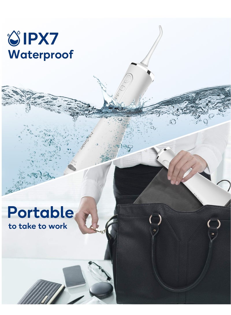 MySmile LP211 Cordless Advanced Water Flosser for Teeth 5 Cleaning Modes Rechargeable Power Dental Flosser 8 Replacement Jet Tips IPX 7 Waterproof Dental Irrigador with Travel Storage Pouch (White) - Image 5