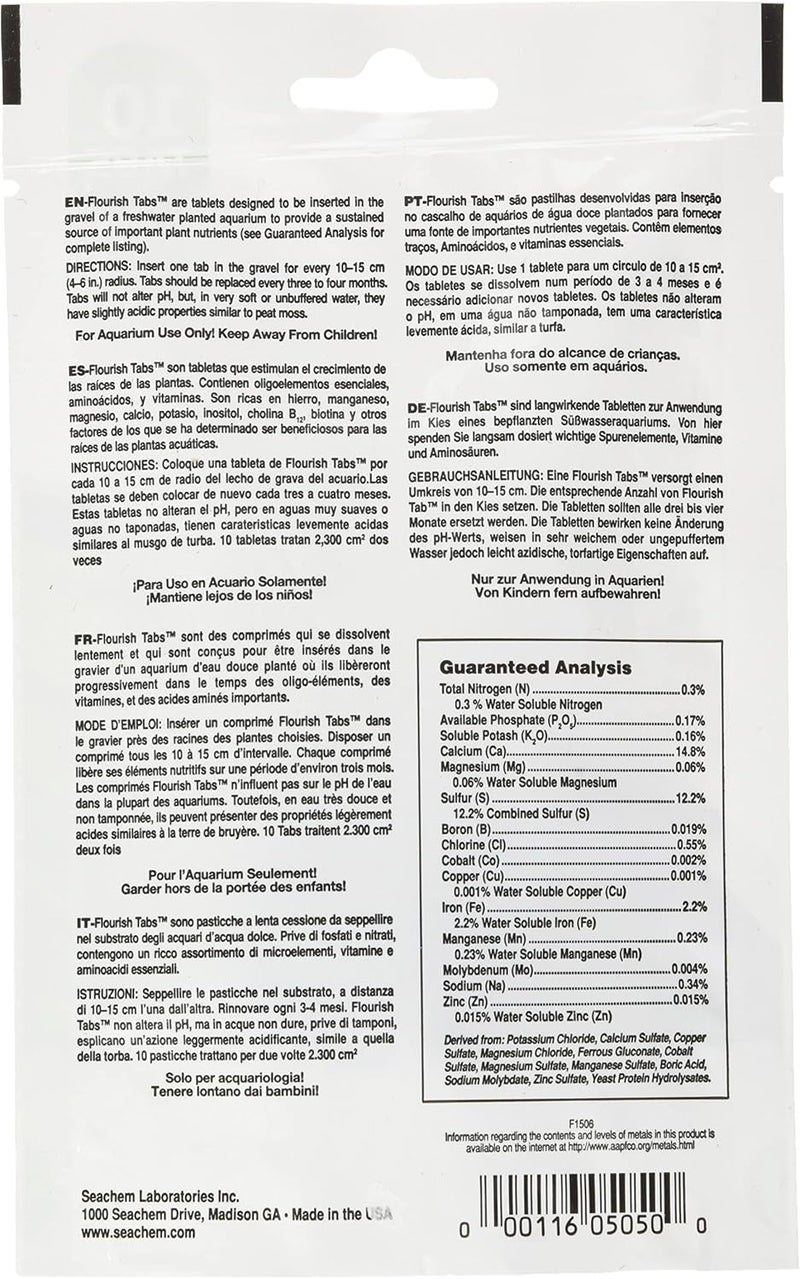 Seachem Flourish Tabs - Growth Supplement for Aquatic Plants, 10 Count - Image 2