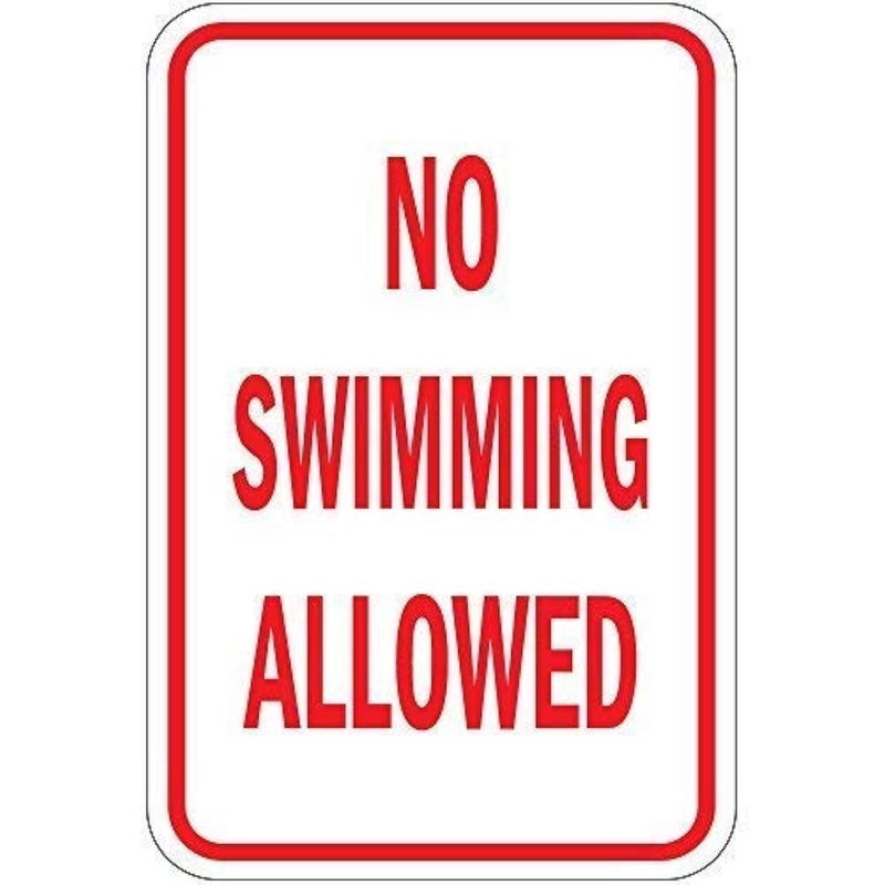 Lilyanaen Lilyanaen Aluminum Sign No Swimming Allowed 12 x 8 Retro Style