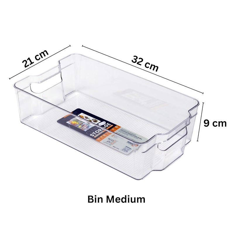 StacPro Plastic Pantry Organizer Bins | Fridge Storage Boxes | Refrigerator Containers | Organiser for Pantry, Cabinet, Freezer | Containers for Food, Drinks & Snacks (Medium, 32x21x9, Pack of 1) - Image 2