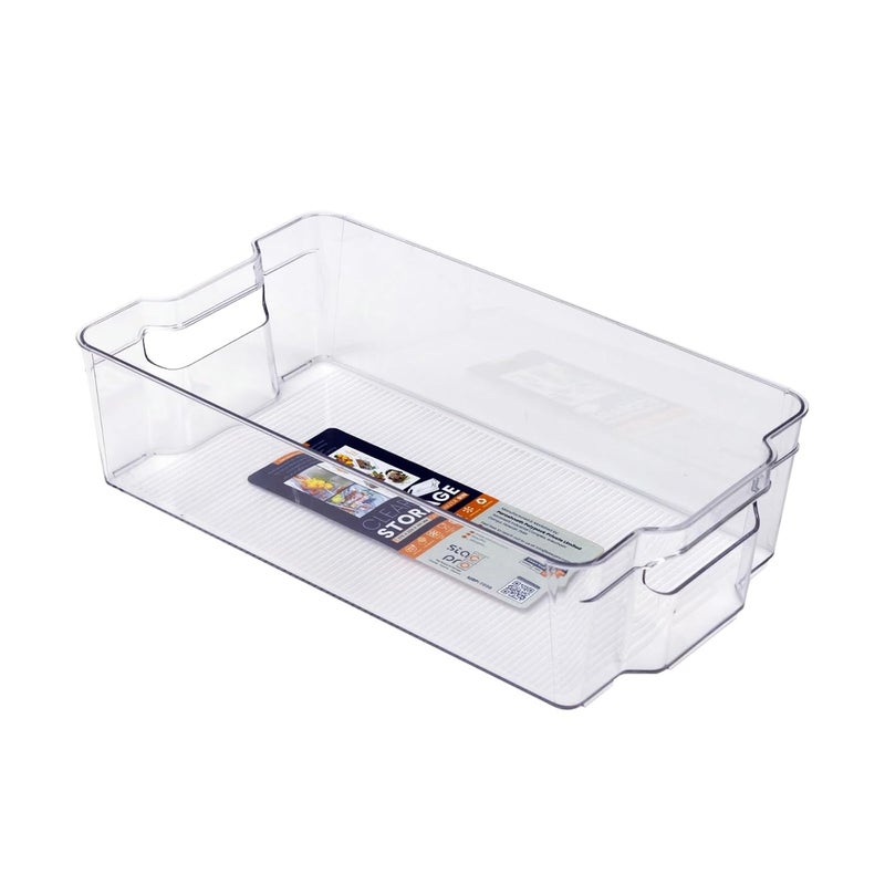 StacPro Plastic Pantry Organizer Bins | Fridge Storage Boxes | Refrigerator Containers | Organiser for Pantry, Cabinet, Freezer | Containers for Food, Drinks & Snacks (Medium, 32x21x9, Pack of 1) - Image 1