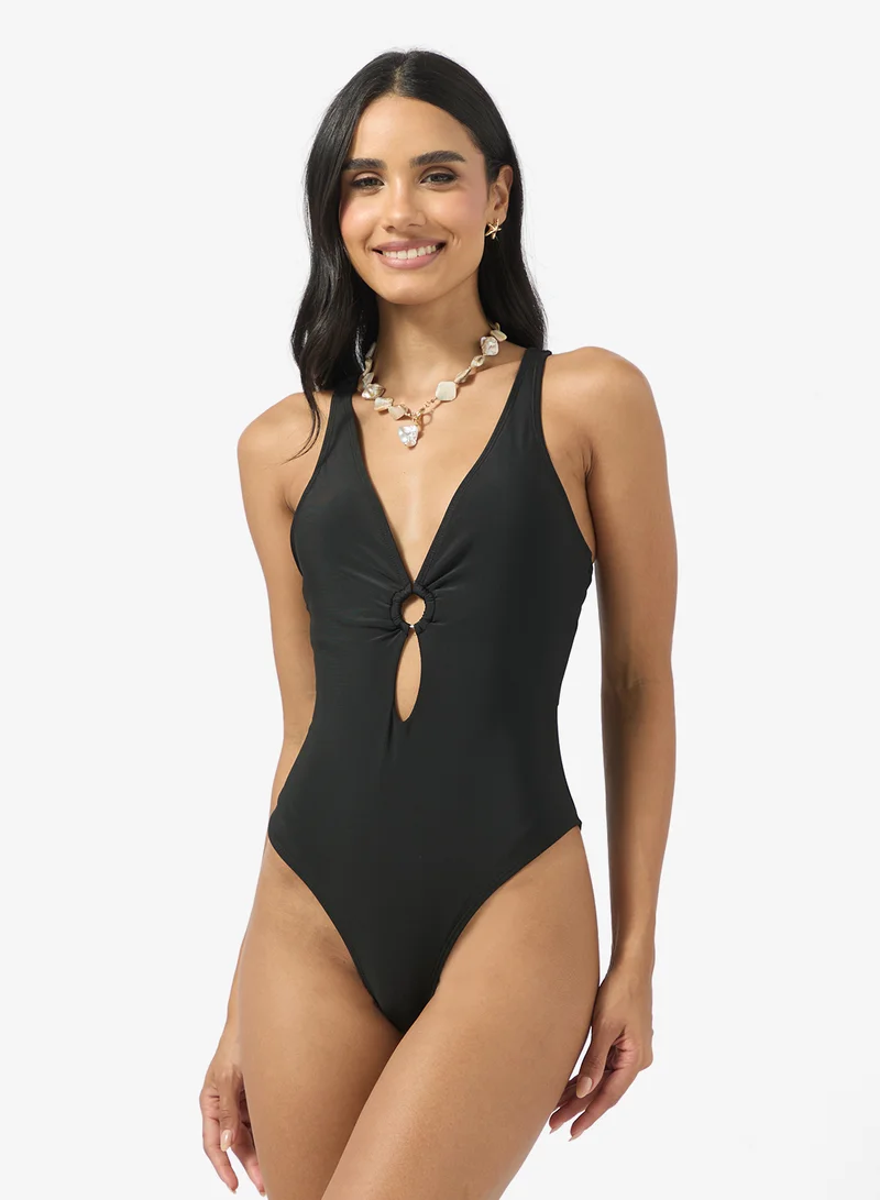 Ginger Plunge Neck Cutout Detail Swimsuit