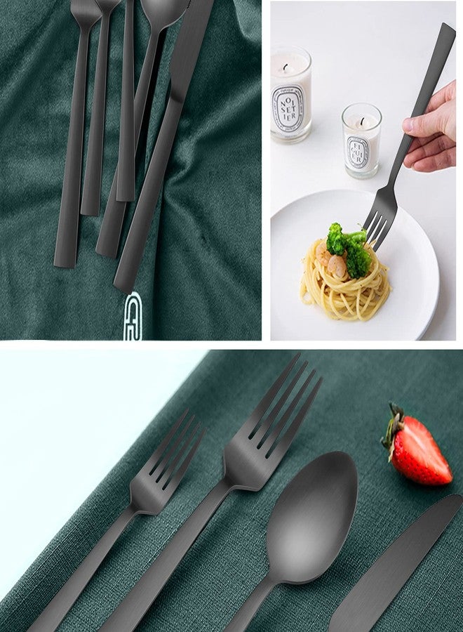 HaWare Silverware Set, 40 Pieces Stainless Steel Square Flatware Cutlery for 8, Modern Tableware Eating Utensils for Home, Matte Finish, Dishwasher Safe - Image 4