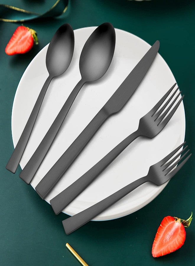 HaWare Silverware Set, 40 Pieces Stainless Steel Square Flatware Cutlery for 8, Modern Tableware Eating Utensils for Home, Matte Finish, Dishwasher Safe - Image 5